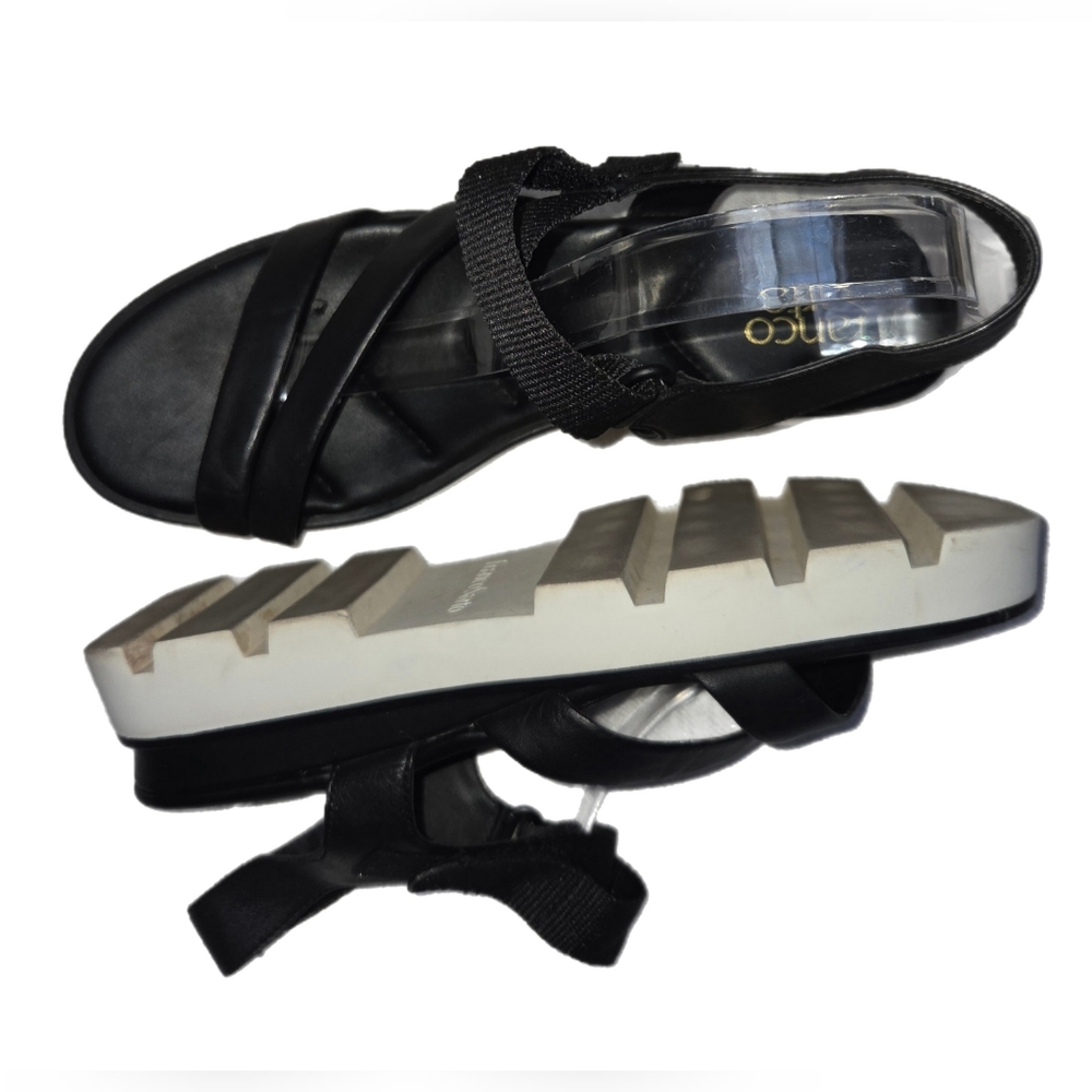 Franco Sarto Urla Platform Black Leather Strappy Sandals Size 11M - Picture 5 of 9